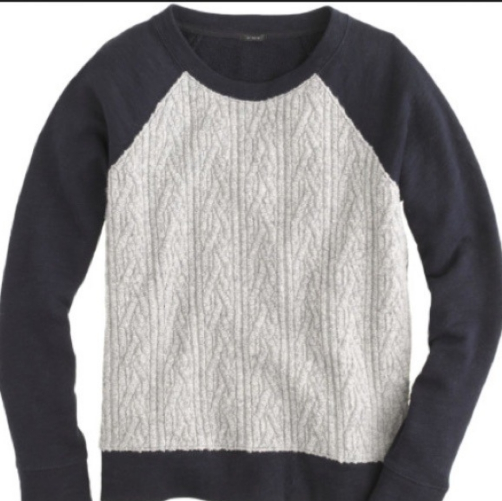 J. Crew Cable Knit Front Sweatshirt